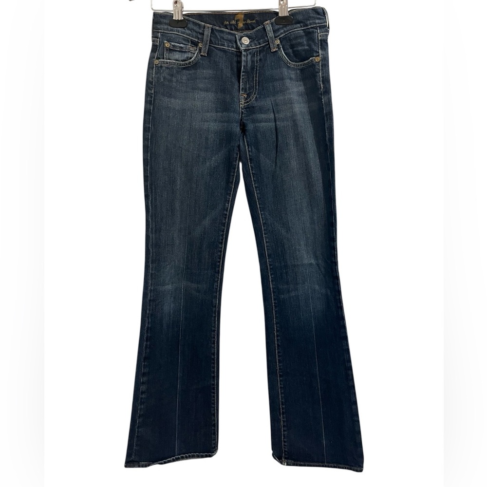 7 For All Mankind Low Rise Dark Blue Flare Bootcut Jeans size 27 - Picture 2 of 10